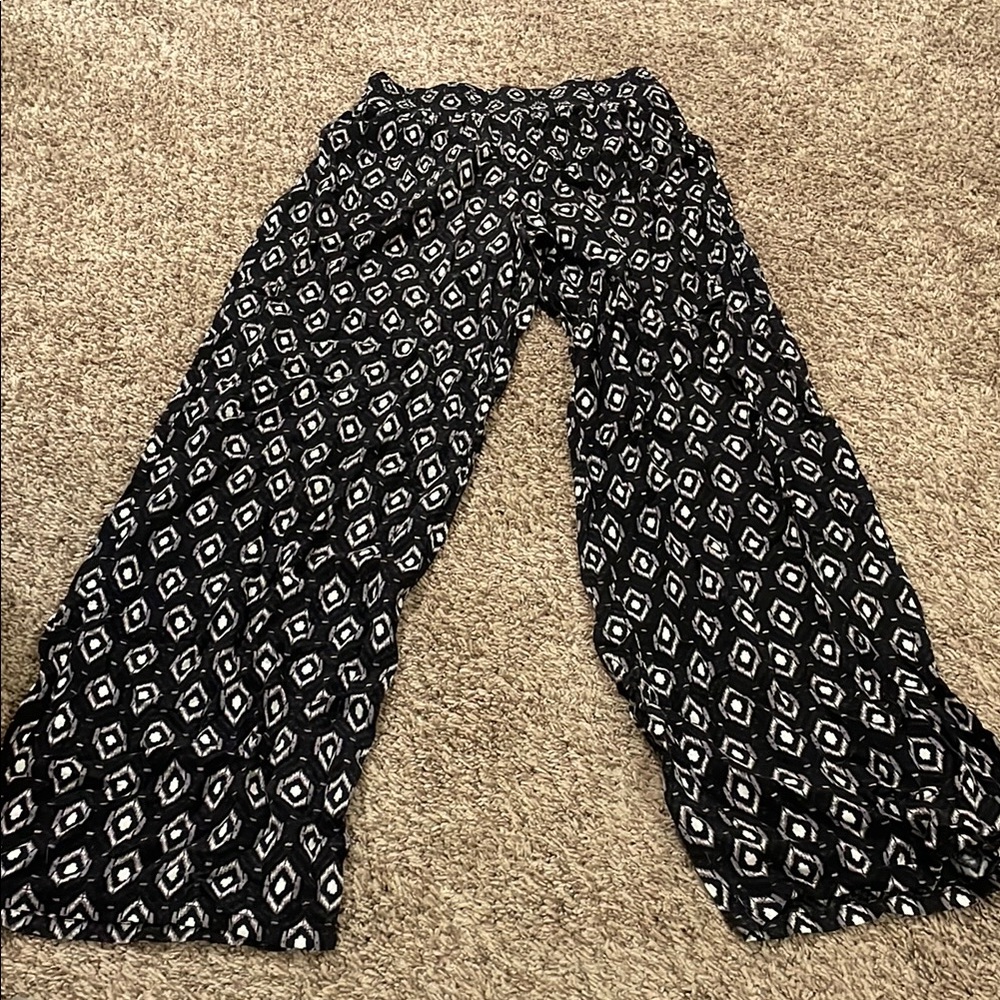 Black and White Patterned Women's Pants